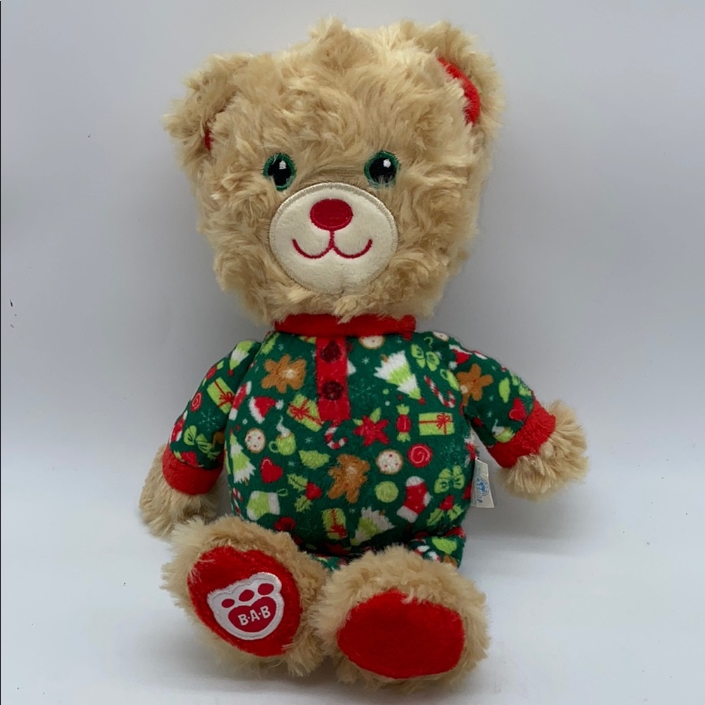 Build-A-Bear Tan Holiday Christmas Pyjamas Squeaker Plush Dog Toy